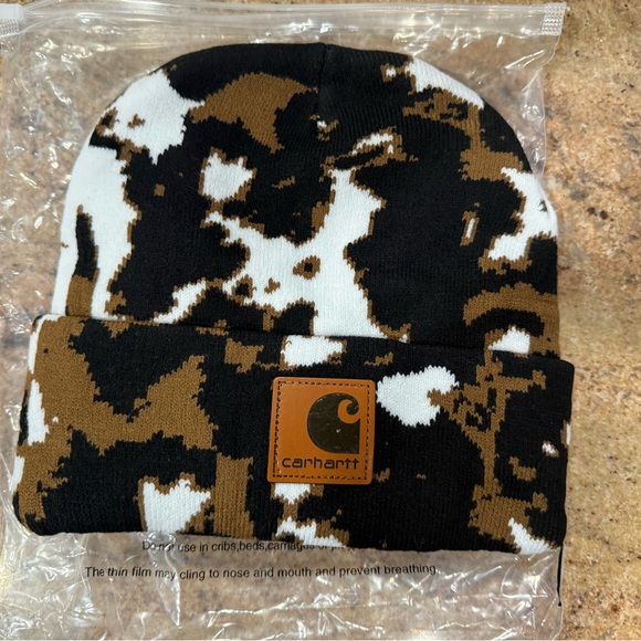 New In Bag Lot Of 3 Carharrt Camo Brown Black White Beanies Great Stocking Stuff - Picture 7 of 8